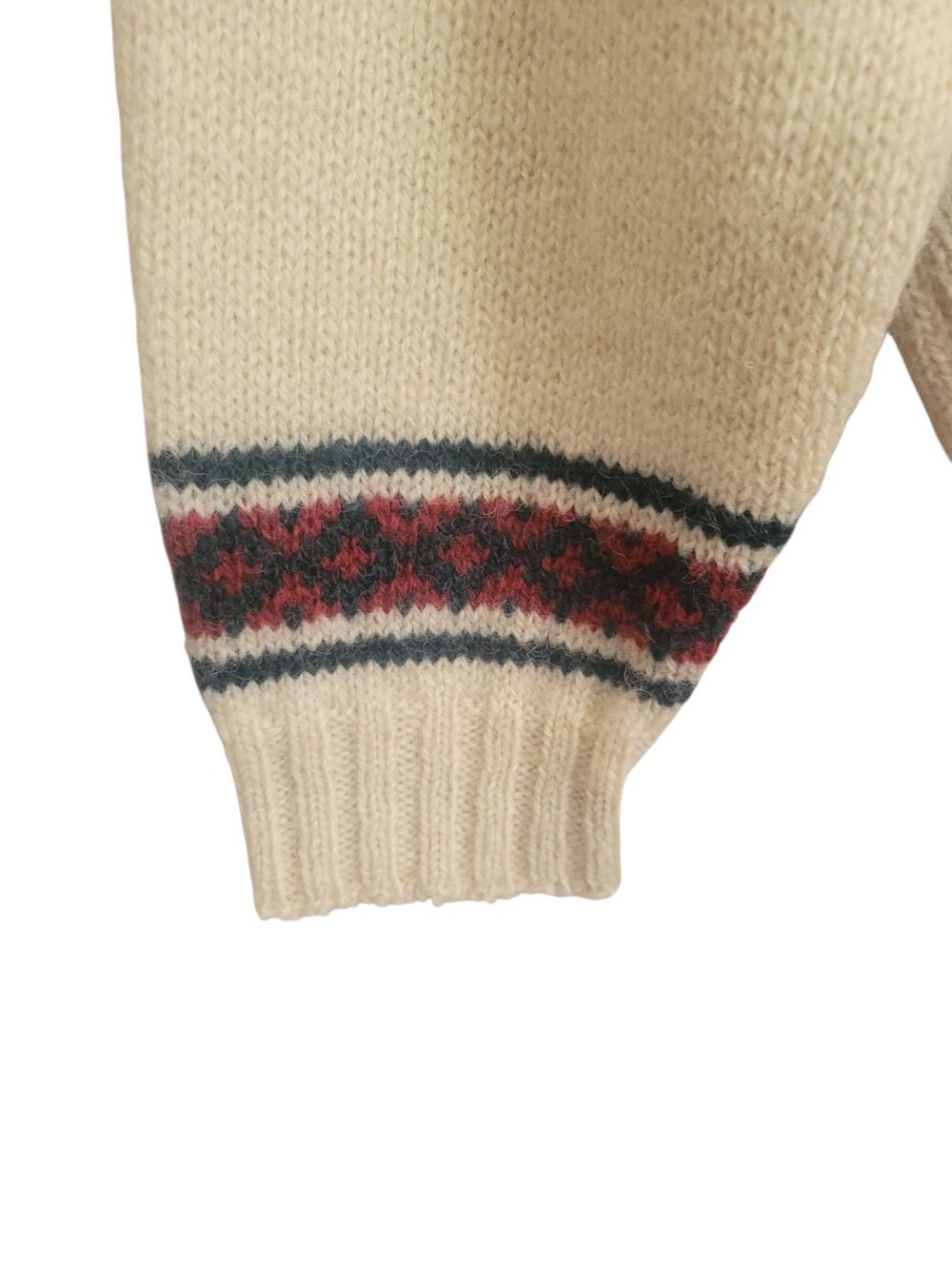Vintage Lands' End Wool Fair Isle Sweater L Nordic Ski Lodge Made USA 90s - Picture 5 of 11